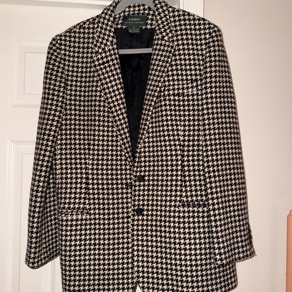 Ralph Lauren Black and White Houndstooth Blazer
